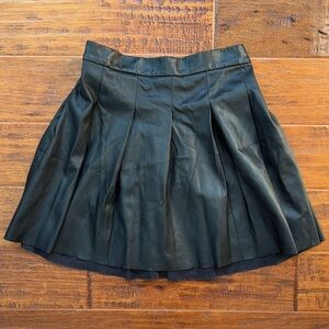 Crewcuts Faux Leather Black Pleated Skirt, size Medium